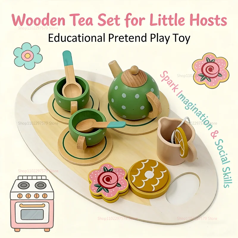 NEW Afternoon Tea Set for Children Pretend Play Kitchen Toys Educational Food Gifts for Girls Boys Boys Tea Party Role Play Fun thumbnail 6