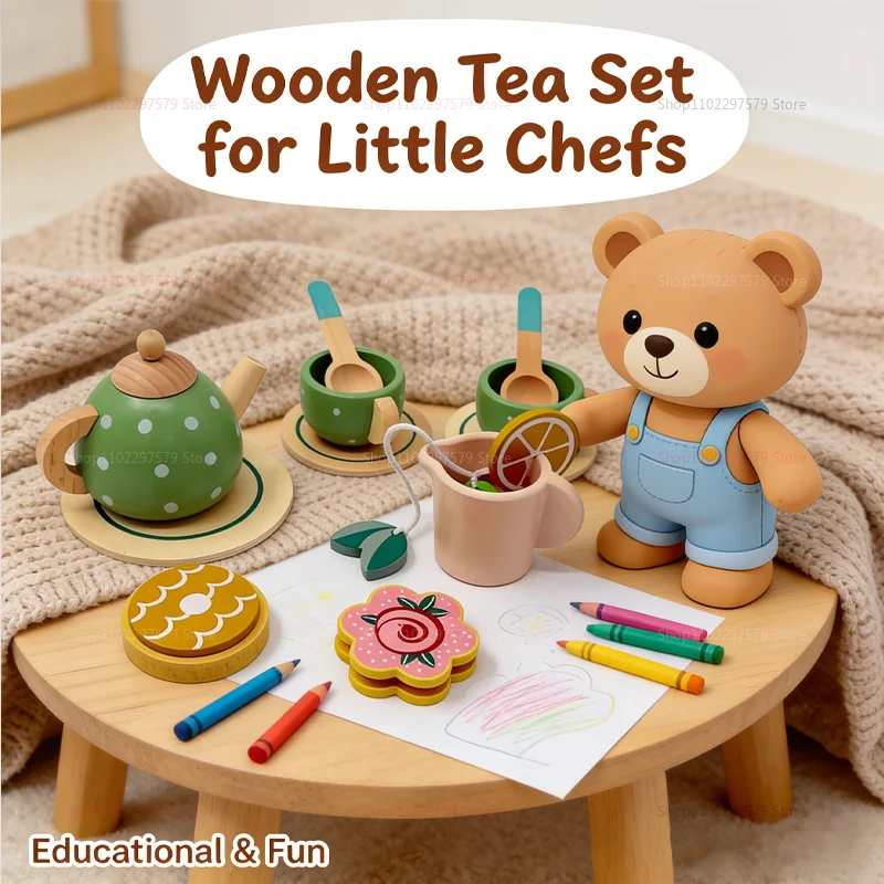 NEW Afternoon Tea Set for Children Pretend Play Kitchen Toys Educational Food Gifts for Girls Boys Boys Tea Party Role Play Fun thumbnail 4