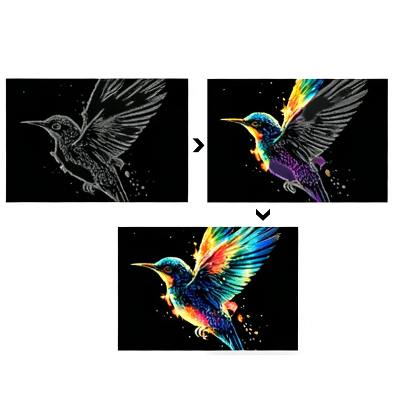 Scratch Art Book 10 Sheets with Stylus Magic Painting Toy Ocean Animal Whale Lion Cat Craft Stress Relief Drawing Kid Adult Gift thumbnail 4