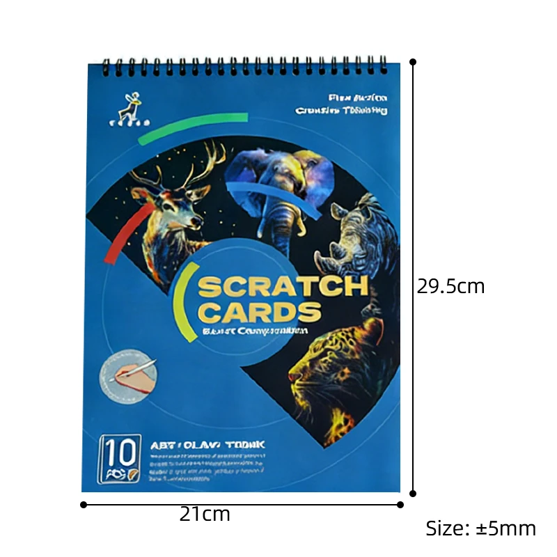 Scratch Art Book 10 Sheets with Stylus Magic Painting Toy Ocean Animal Whale Lion Cat Craft Stress Relief Drawing Kid Adult Gift thumbnail 6