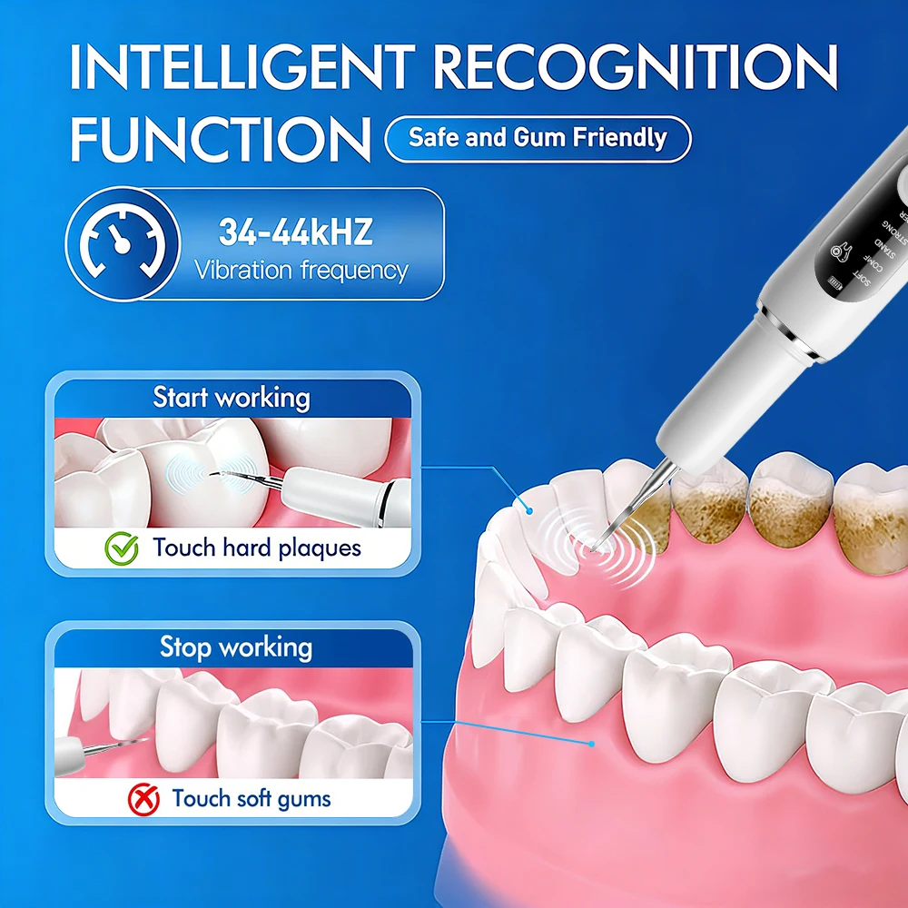 CURVY MOON T6 Electric  Ultrasonic Scaler Tooth Cleaner Dental Stone Removal Sonic Plaque Remover for Teeth Stain Tartar thumbnail 3