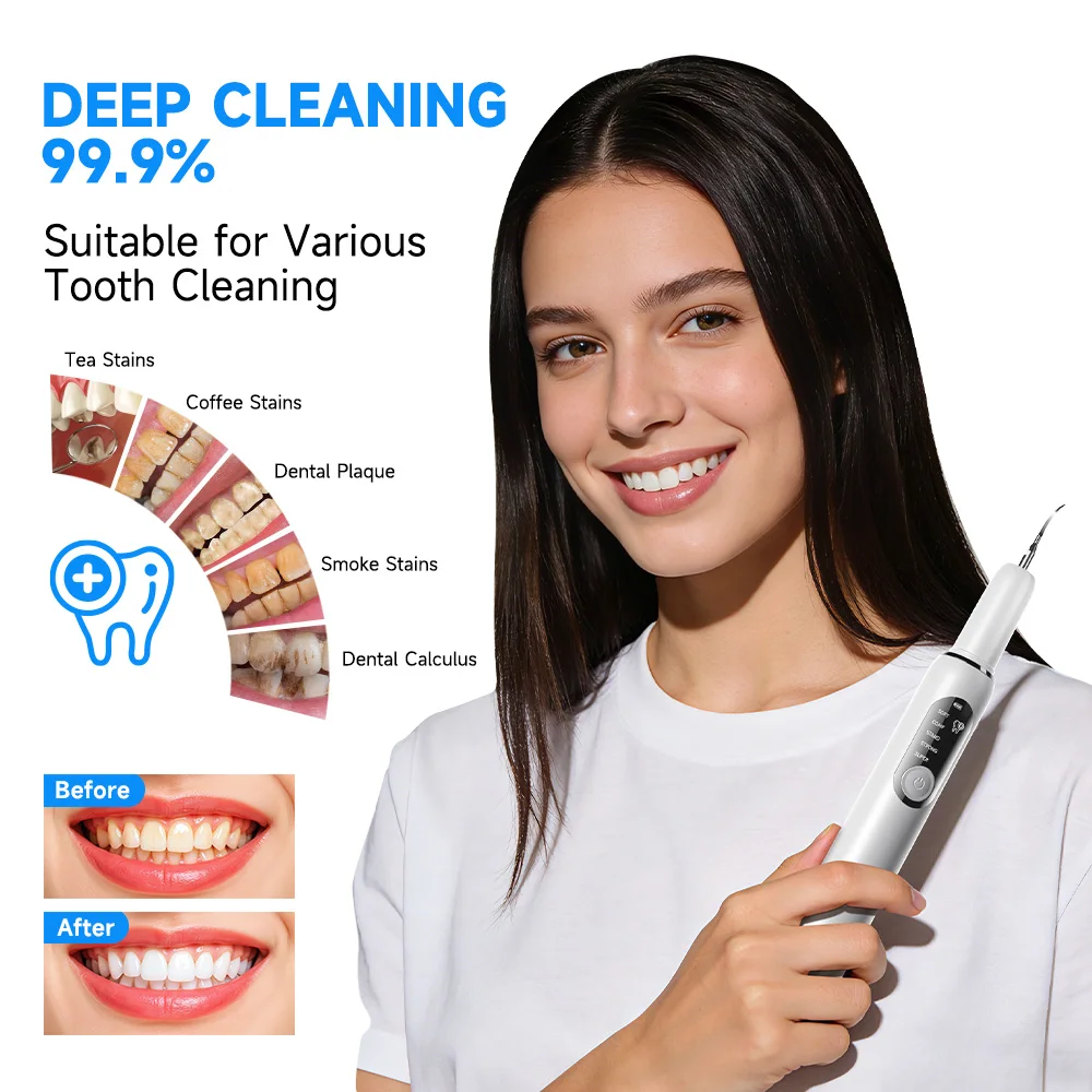 CURVY MOON T6 Electric  Ultrasonic Scaler Tooth Cleaner Dental Stone Removal Sonic Plaque Remover for Teeth Stain Tartar