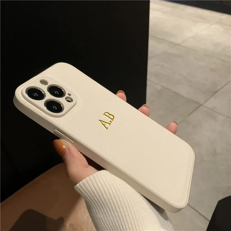 Personalized Phone Case For iPhone 17 Pro Max 16 15 14 Plus 13 12 11 17Air Luxury PU Leather Customized Initials Name Gift Cover thumbnail 5
