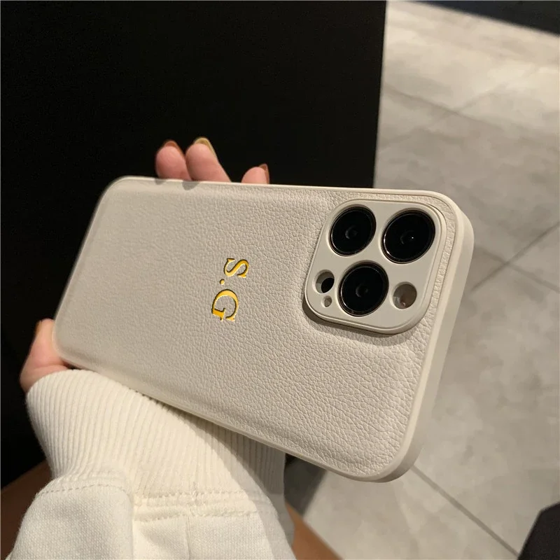Personalized Phone Case For iPhone 17 Pro Max 16 15 14 Plus 13 12 11 17Air Luxury PU Leather Customized Initials Name Gift Cover thumbnail 3