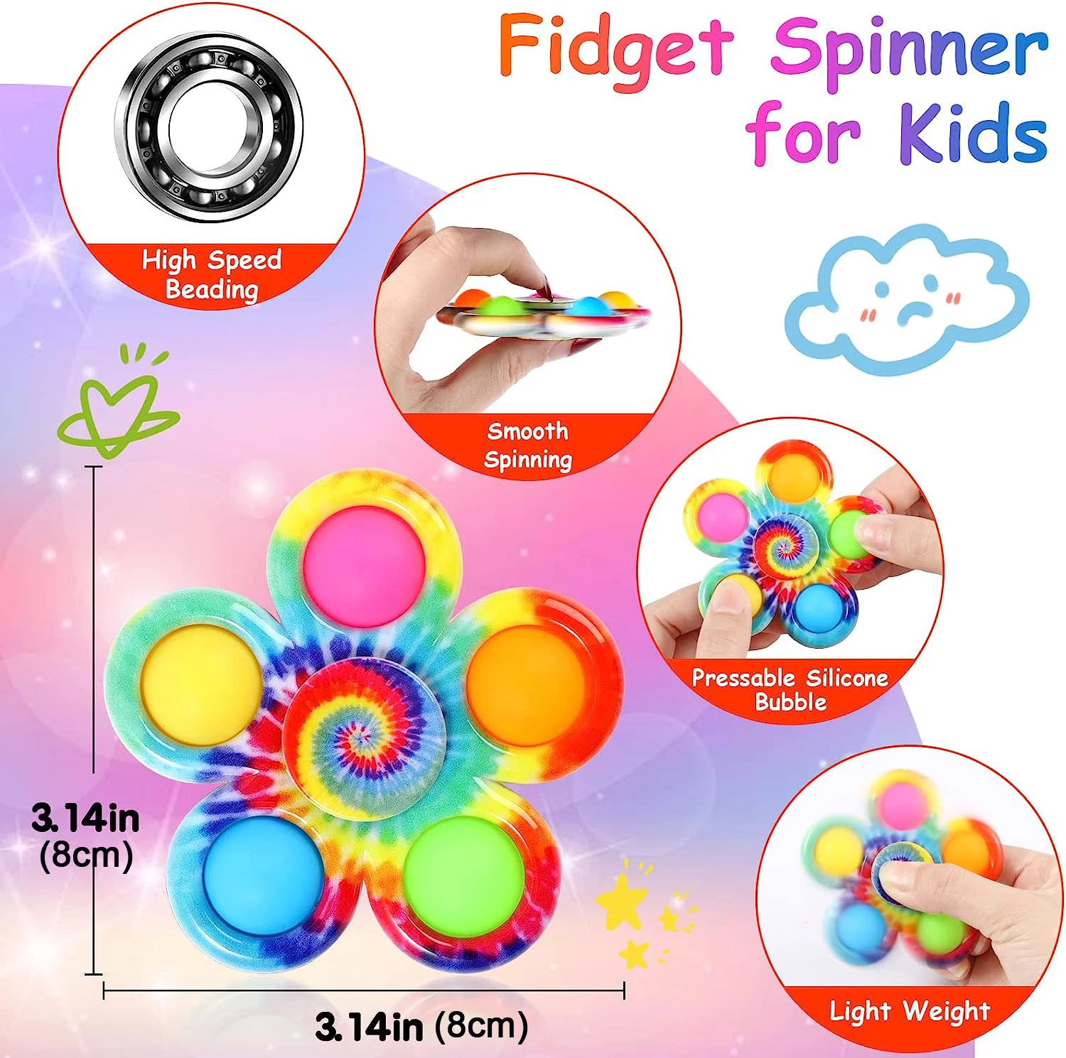 Fidget Spinners Pops Finger Sensory Toys Simple Push Bubble Hand Spinner For ADHD Autism Anxiety Stress Relief Toddler Gifs thumbnail 4