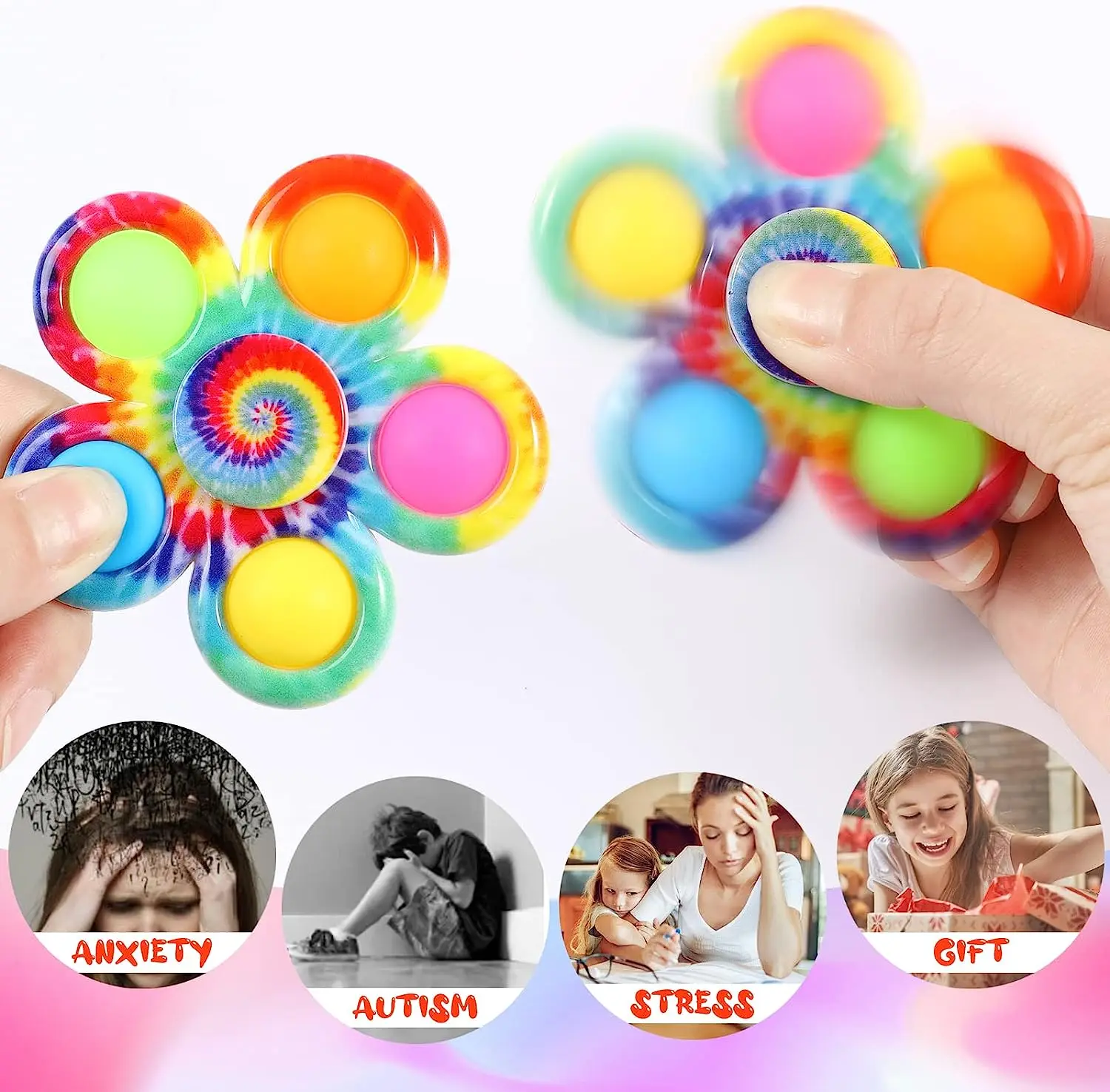 Fidget Spinners Pops Finger Sensory Toys Simple Push Bubble Hand Spinner For ADHD Autism Anxiety Stress Relief Toddler Gifs thumbnail 6