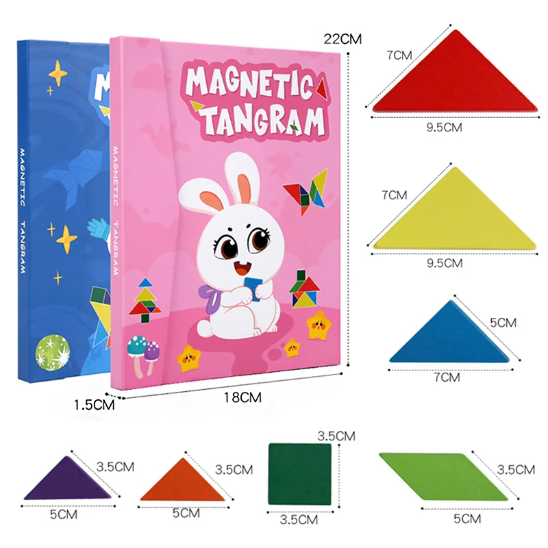 Wooden Jigsaw Magnetic Tangram 3D Puzzle Book Educational Toys For Children Montessori learning  Intelligence Games kids Gifts thumbnail 6