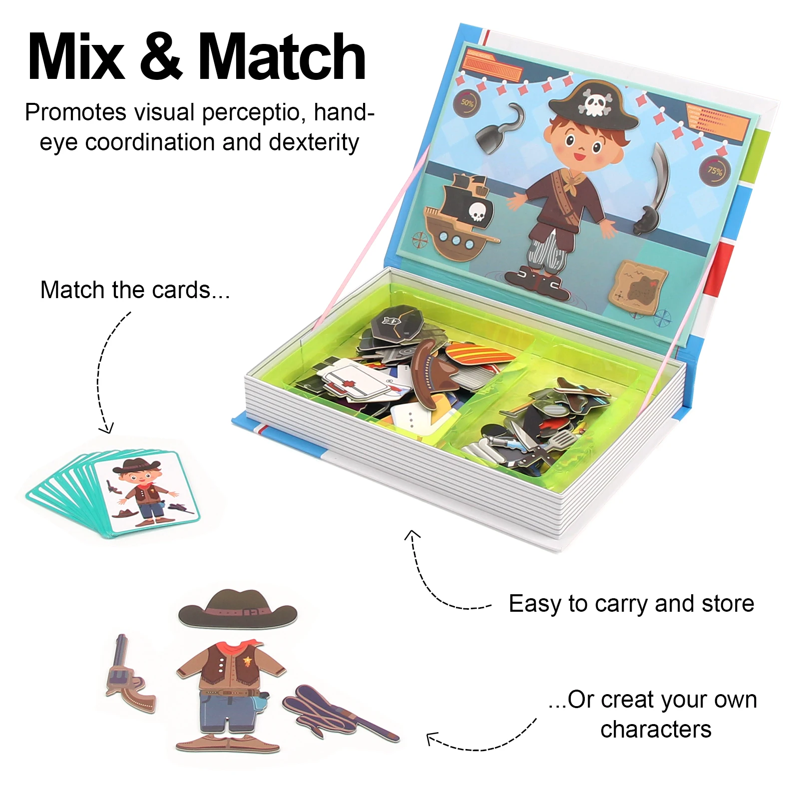 Magnetic Book 3D Cartoon Puzzles Jigsaw Funny Children's Intelligent Brain Training Game Educational Toys for Kids Gift Xmas Toy thumbnail 4