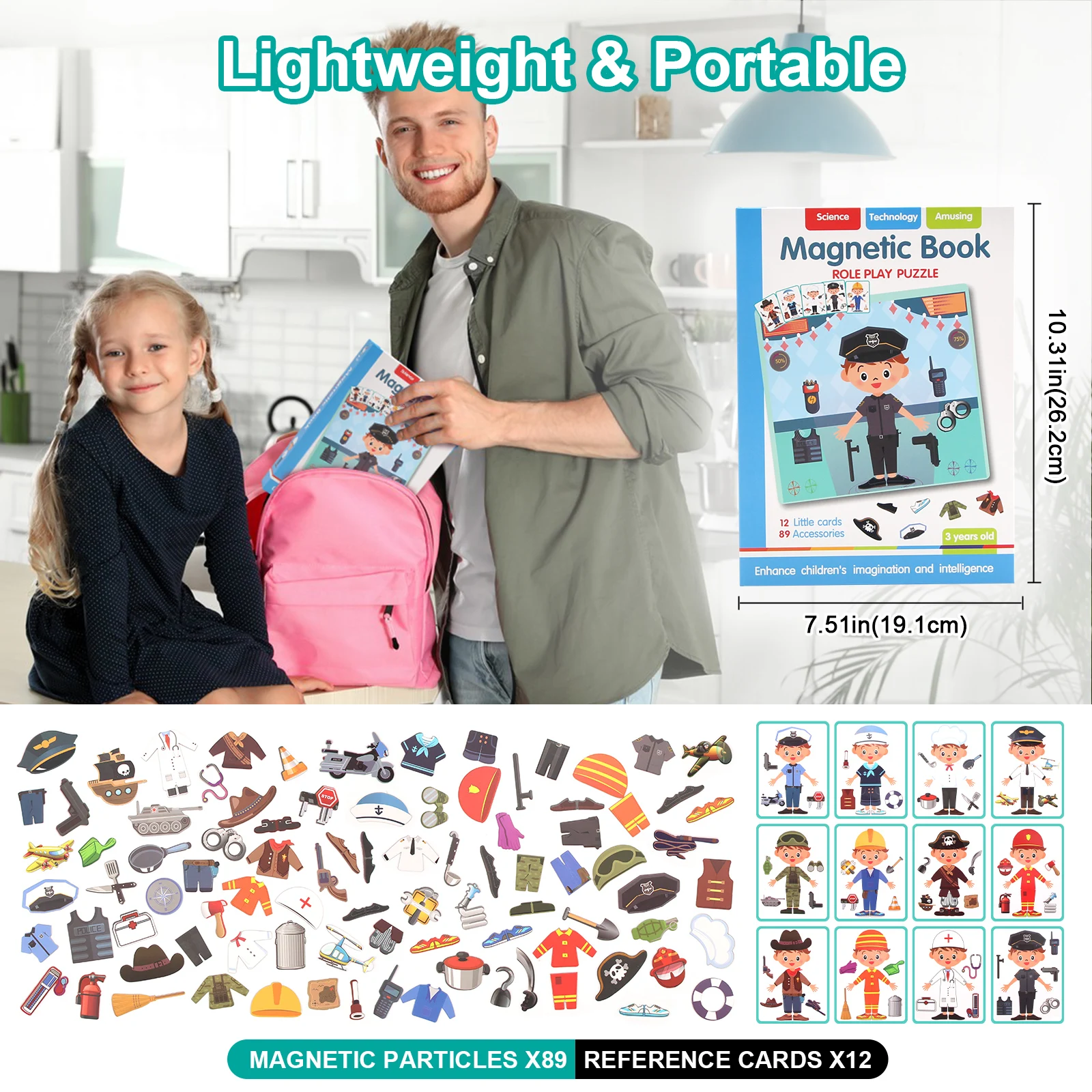 Magnetic Book 3D Cartoon Puzzles Jigsaw Funny Children's Intelligent Brain Training Game Educational Toys for Kids Gift Xmas Toy thumbnail 5