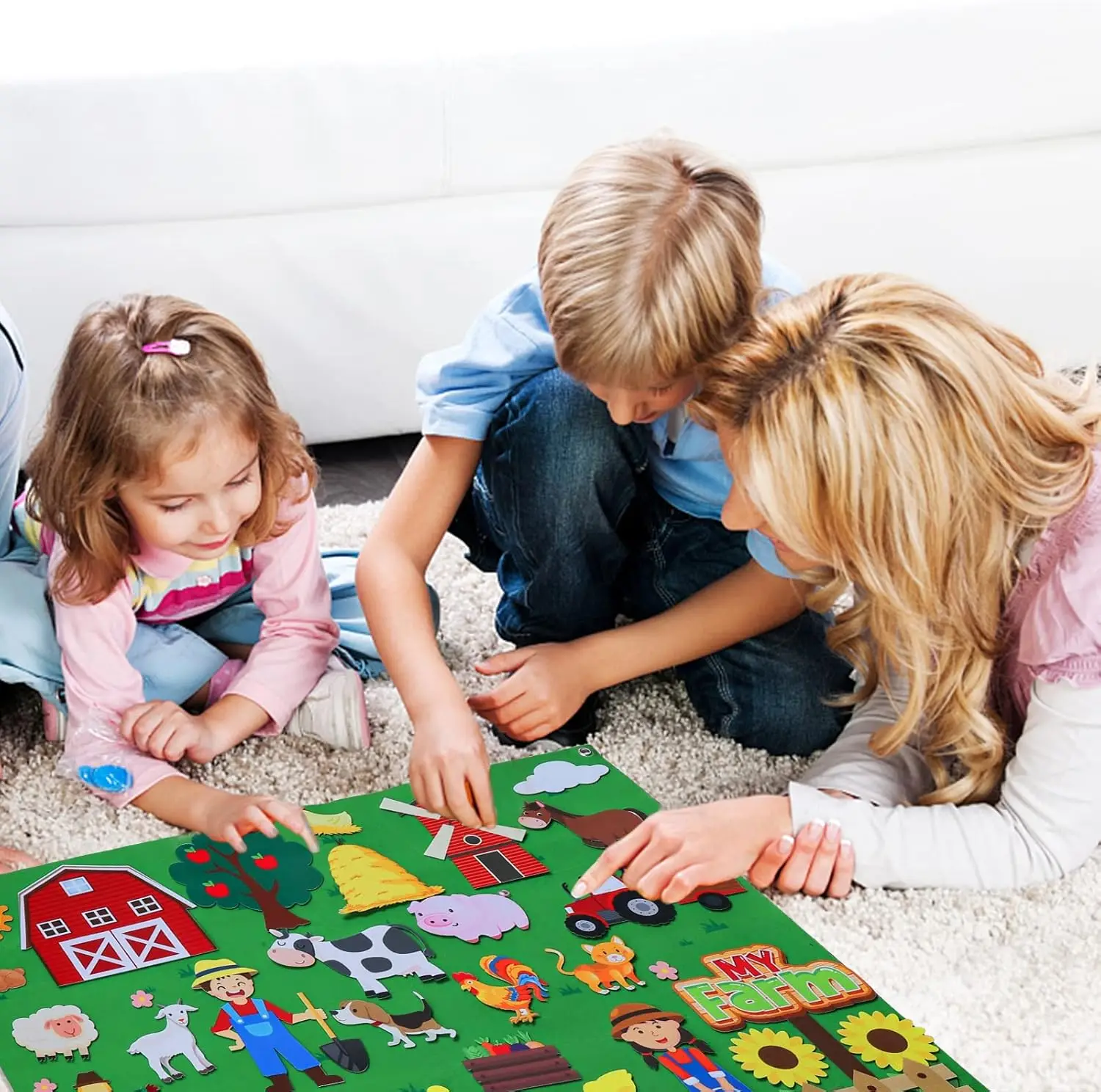 Felt Story Board Set Toy for kids Farm Animals Preschool Education Early Learning Interactive Play Mat Wall Hanging Gift for To thumbnail 2
