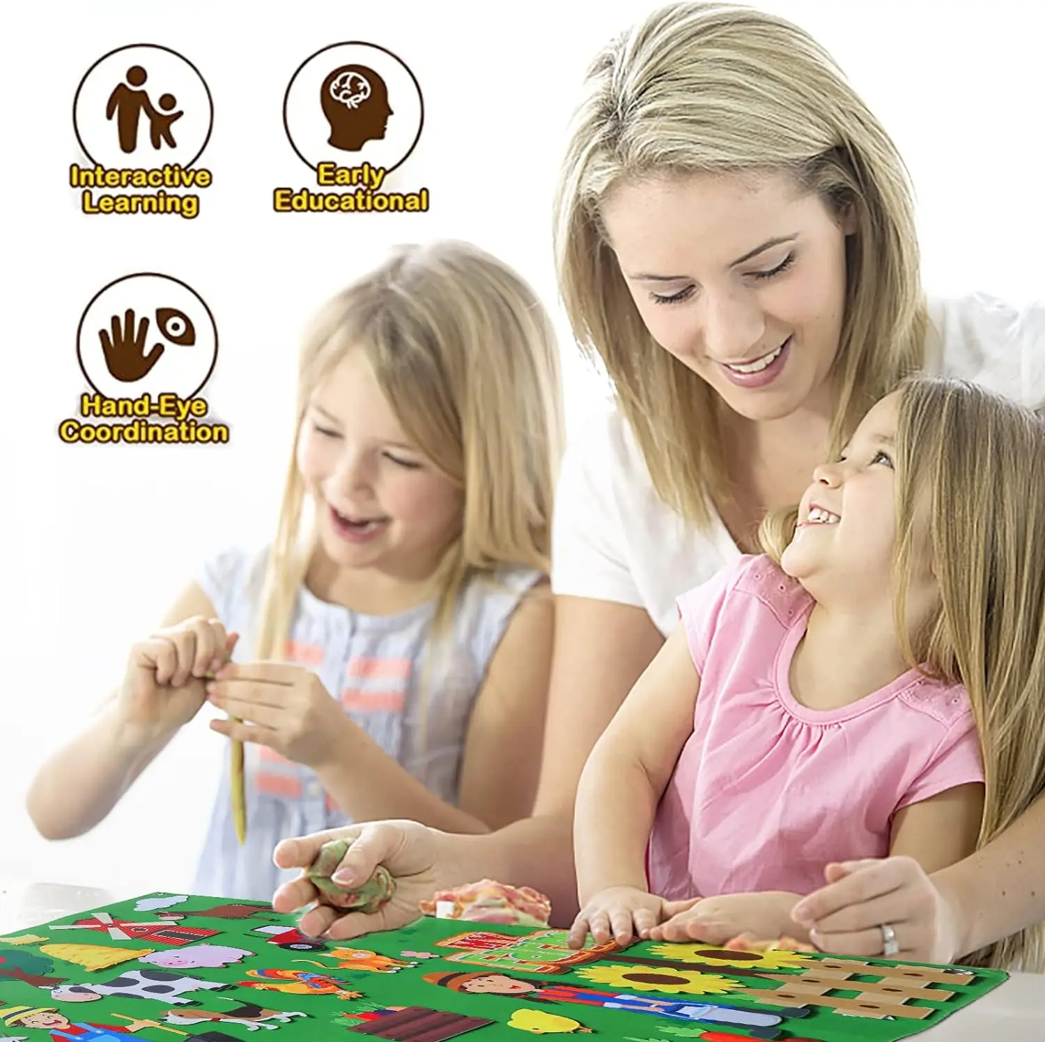 Felt Story Board Set Toy for kids Farm Animals Preschool Education Early Learning Interactive Play Mat Wall Hanging Gift for To thumbnail 5