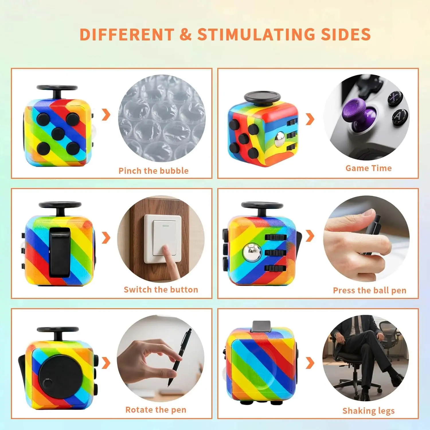 Fidget Cube Hand Spinner Decompression Toy for Autism ADHD Anxiety Sensory Toys for Kids Adults Stress Relief Toys Antistress thumbnail 5