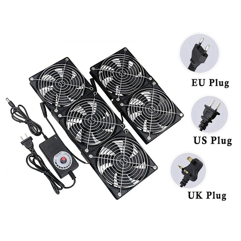220V 12V Cooling Exhaust Fans with Controller 12cm for GPU VGA Btc Machine Workstation Cabinet Radiator Server Fan thumbnail 5