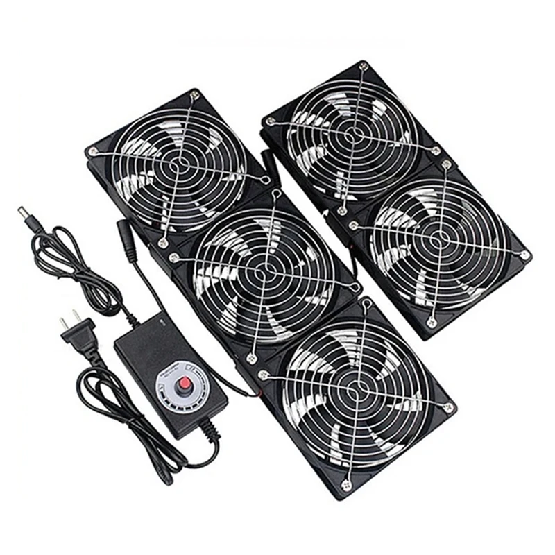 220V 12V Cooling Exhaust Fans with Controller 12cm for GPU VGA Btc Machine Workstation Cabinet Radiator Server Fan thumbnail 3