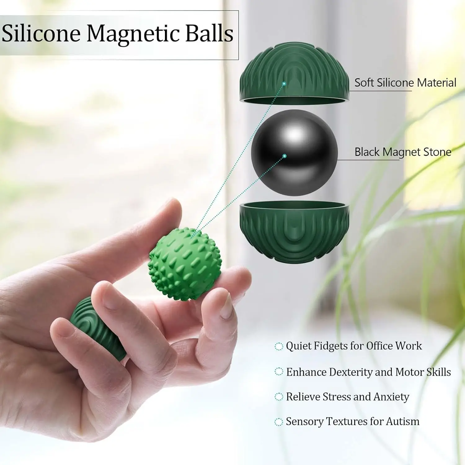 Sensory Silicone Magnetic Balls Stress Relief Finger Toys Fun Decompression Adult Fingertip toys fun toys for children thumbnail 2