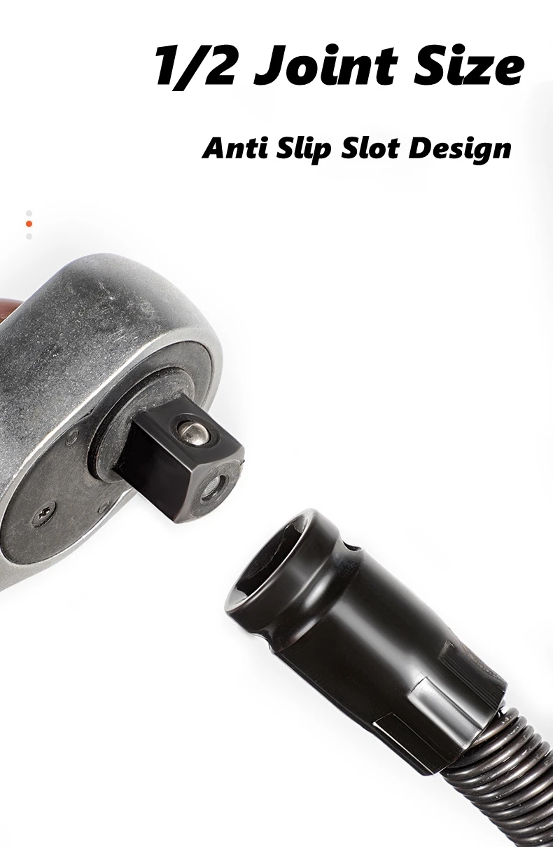 Flexible Socket Ratchet Wrench Extension Bar Motor Repair Tool 1/2Inch Driver Flexible Socket Extension Bar Wrench Extension Rod thumbnail 3