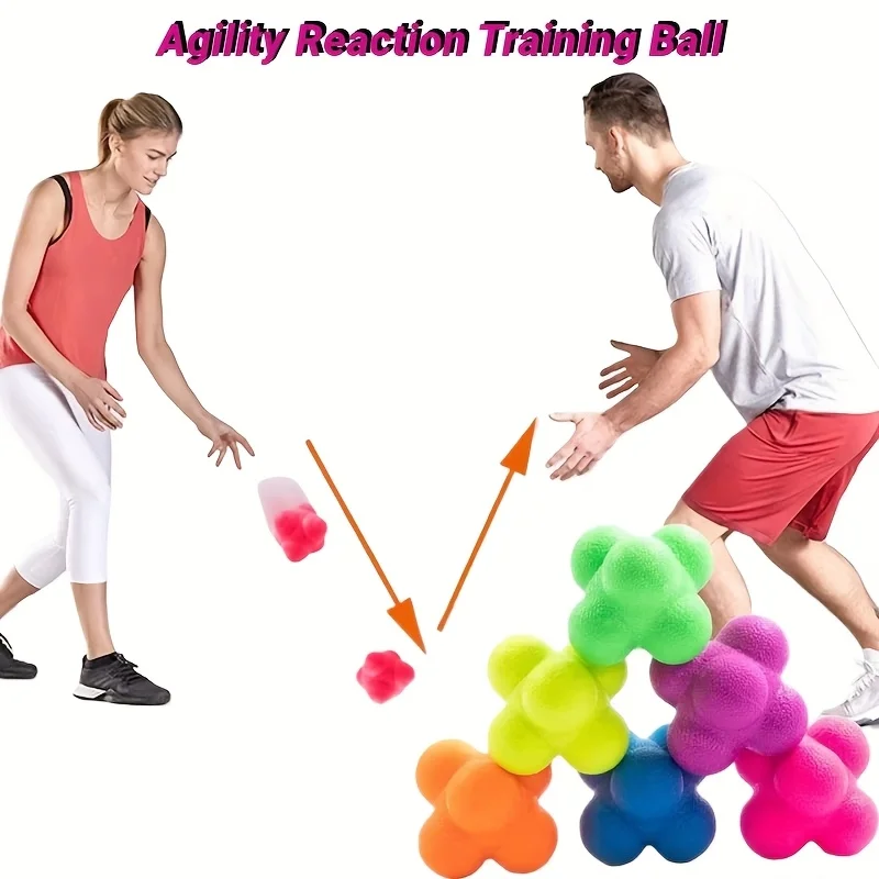 Hexagonal Reaction Ball Fitness Sport Speed Agility Reflex- Skills Training Unpredictable Outdoor Fun Toys thumbnail 2