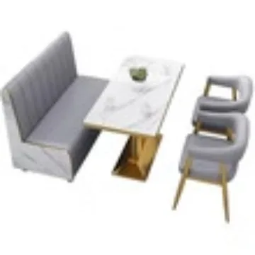 Table And Chair Combination Milk Tea Coffee Burger Shop Sofa Hot Pot Restaurant Solid Wood Double Card Seat Commercial Furniture thumbnail 5