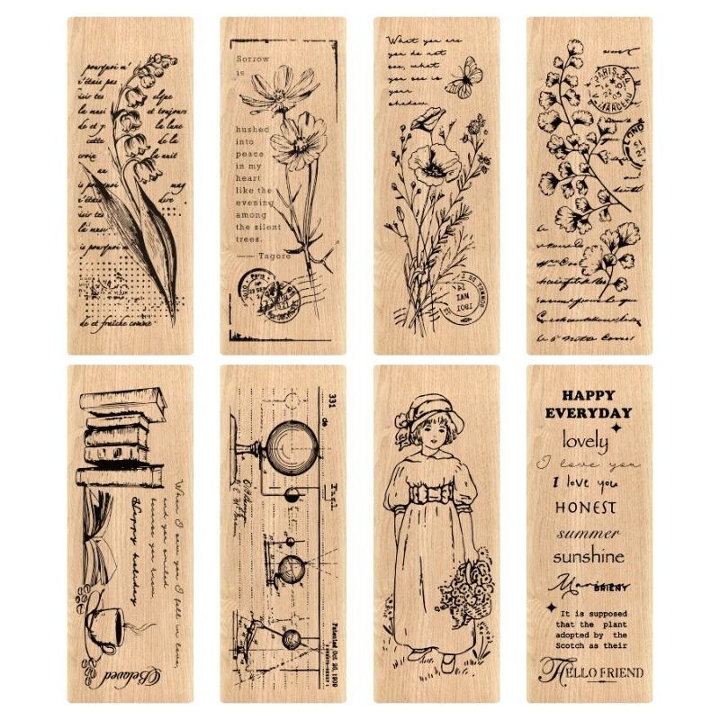 Kawai Stationery Exquisite Wooden Flower Girl Seal for Gift Creative Fresh Plant Handbook DIY Diary Decorative Office Supplies thumbnail 5