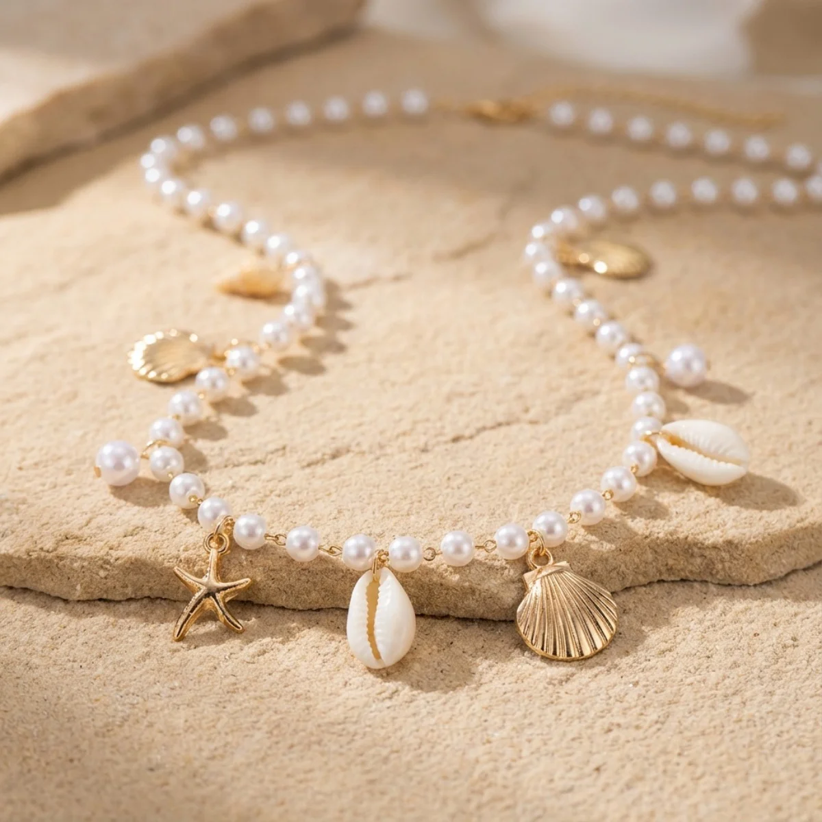 Metal Starfish Shell Imitation Pearl Waist Chain For Women Men Beach Fashion Summer Vacation Sea Star Belly Chain Body Jewelry thumbnail 3