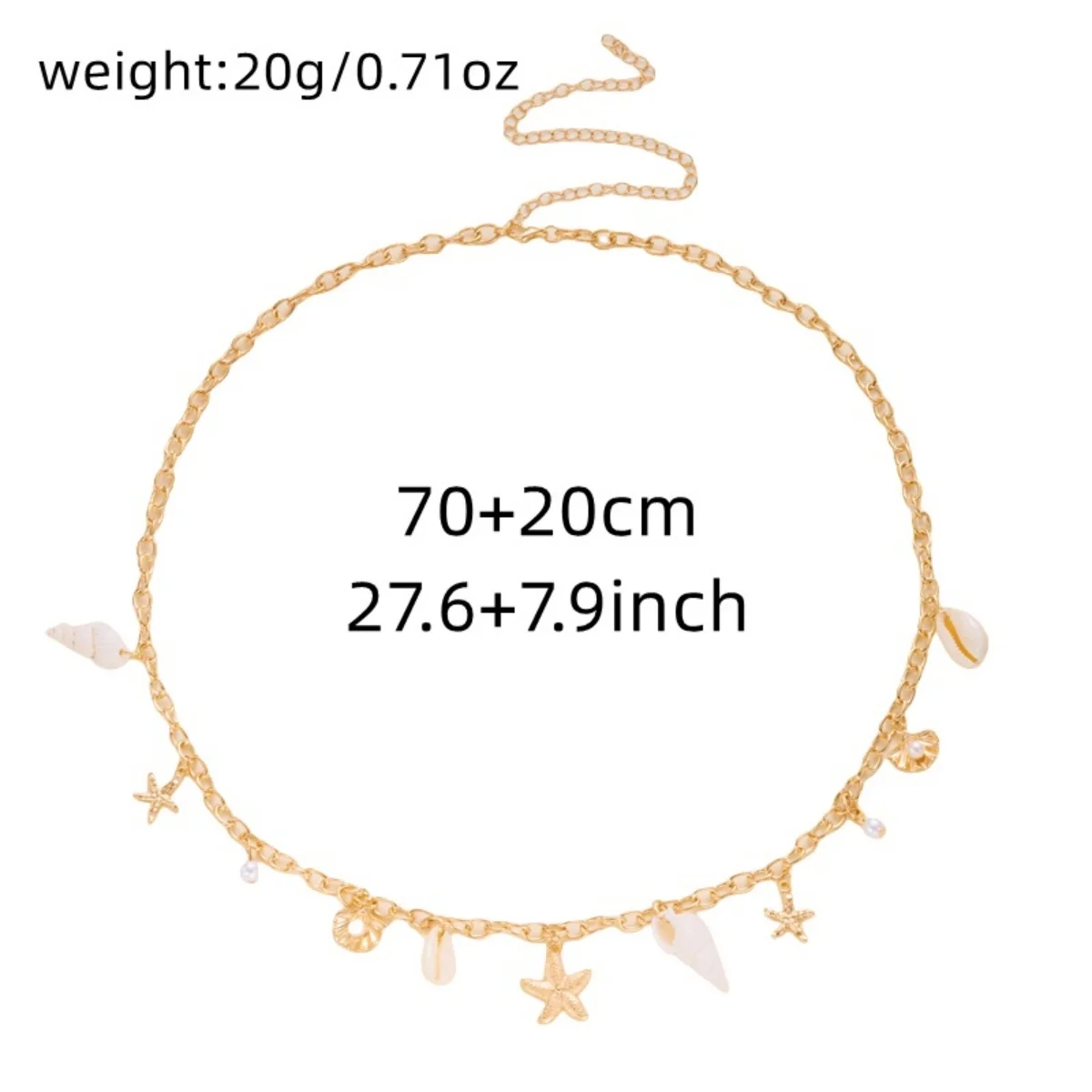 Metal Starfish Shell Imitation Pearl Waist Chain For Women Men Beach Fashion Summer Vacation Sea Star Belly Chain Body Jewelry thumbnail 6