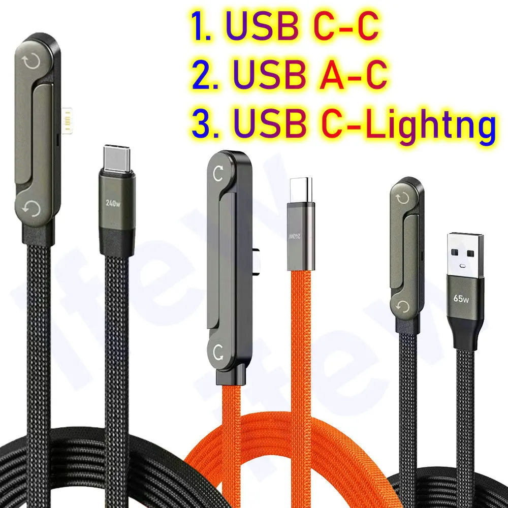 Quick Charge Flat Phone Charger Type C 240W Foldable Stand Fast Charging Kick Cable Stand Holder Cord for IPhone 17 16 Samsung thumbnail 5