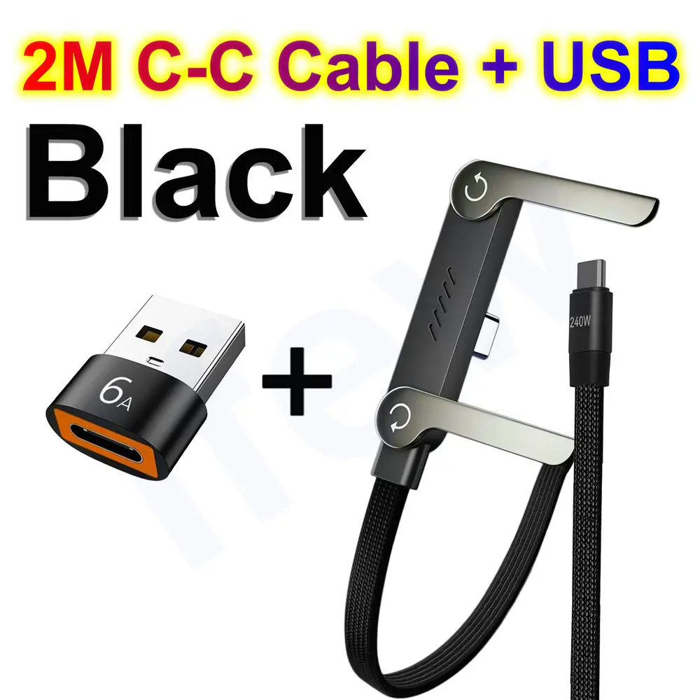 Quick Charge Flat Phone Charger Type C 240W Foldable Stand Fast Charging Kick Cable Stand Holder Cord for IPhone 17 16 Samsung thumbnail 3