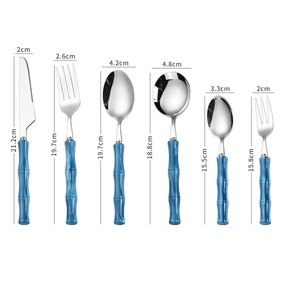 1Pc Imitation Green Bamboo Handle Cutlery Set 304 Stainless Steel Dinnerware Knife Fork Spoon Flatware Kitchen Tableware Set thumbnail 5