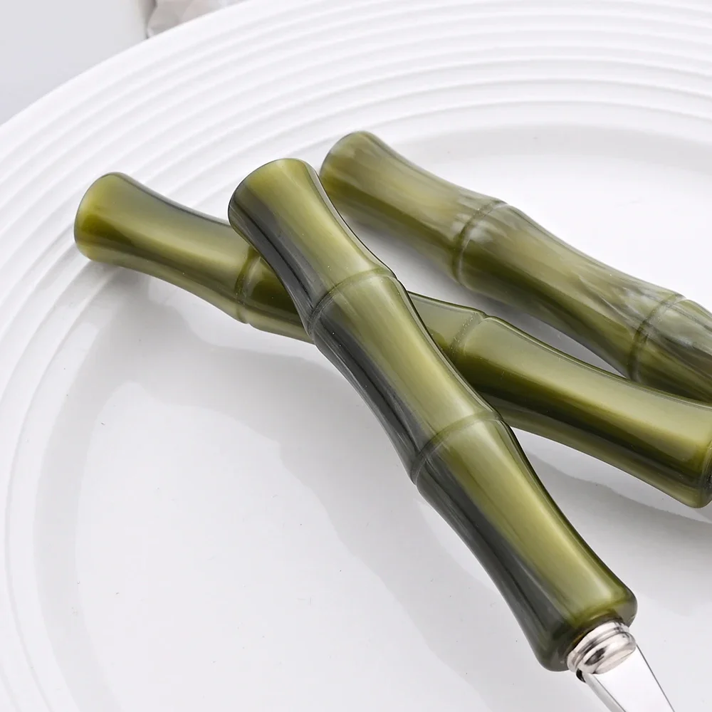 1Pc Imitation Green Bamboo Handle Cutlery Set 304 Stainless Steel Dinnerware Knife Fork Spoon Flatware Kitchen Tableware Set thumbnail 3