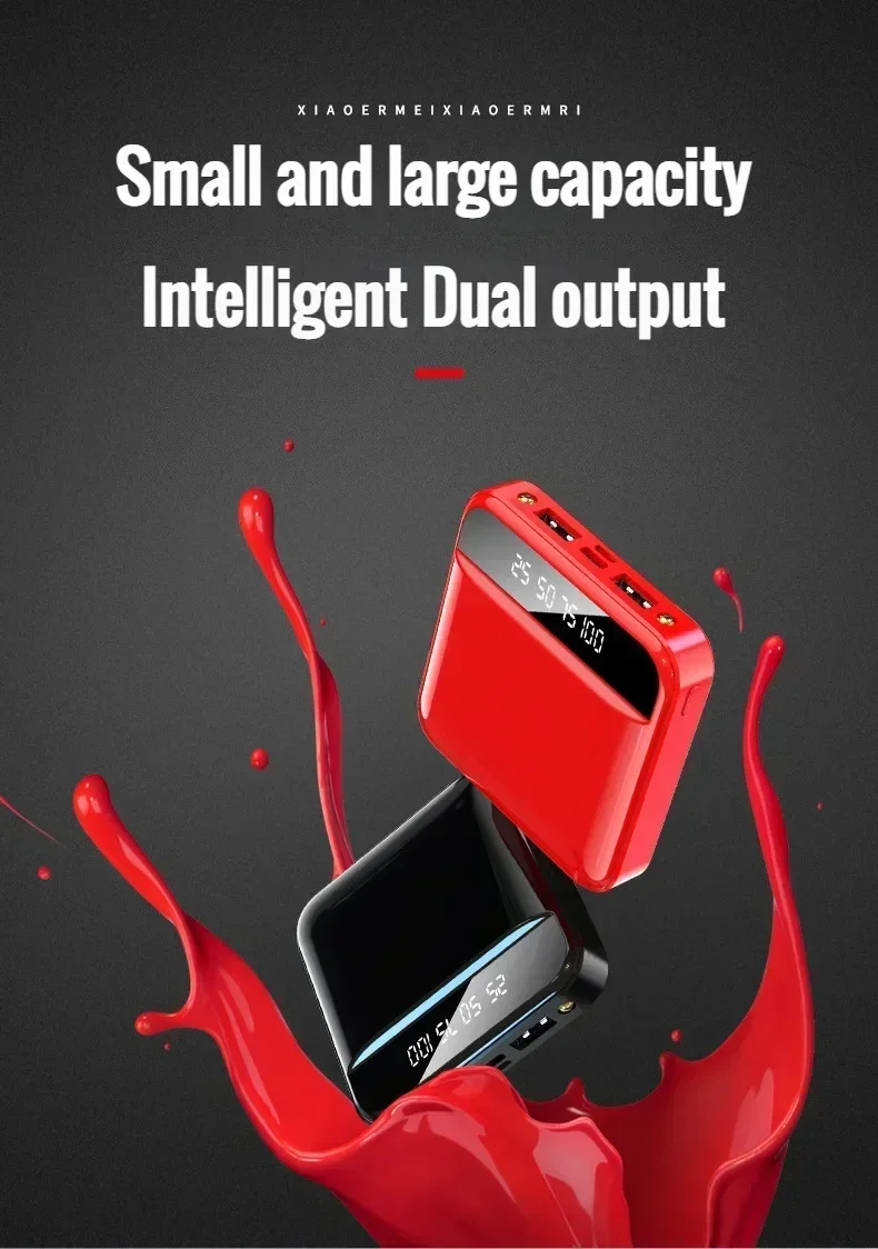 500000mAh Ultra Fast Charging Power Display Built-in Cable External Battery Mini Portable Power Bank For iPhone Xiaomi Samsung thumbnail 4