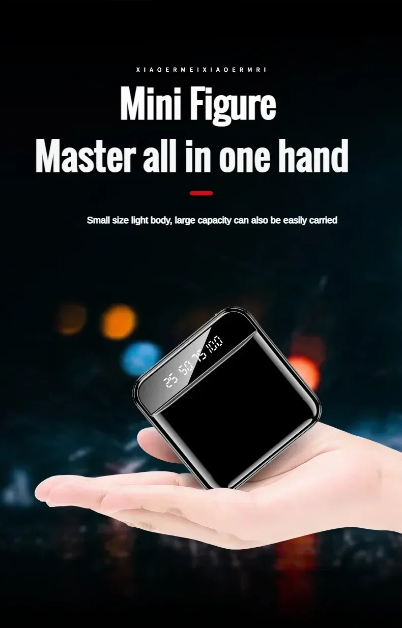 500000mAh Ultra Fast Charging Power Display Built-in Cable External Battery Mini Portable Power Bank For iPhone Xiaomi Samsung thumbnail 2