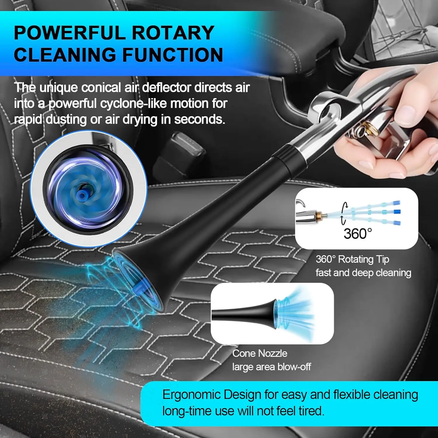 Car Cleaning Gun, High Pressure Air Blow Gun, High-Pressure 1/4 Inch Dry Blow Cleaning Tool, Uncharged Interior Spraying Washer thumbnail 4
