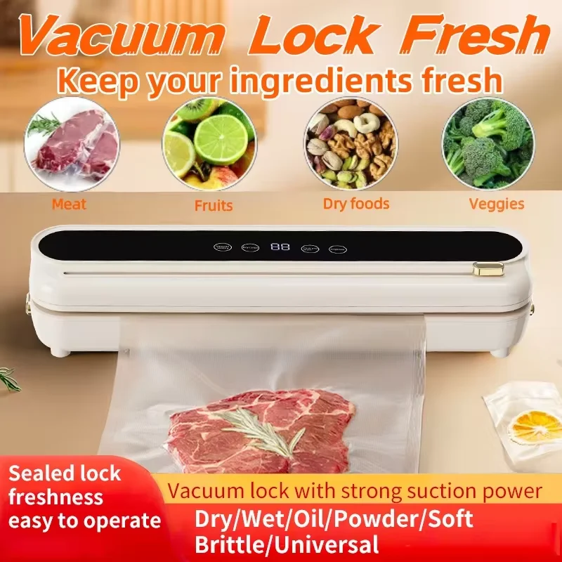 Electric Vacuum Sealer Machine Dry/Wet Food Packaging Vacuum Sealing Bags Built-in Cutter Kitchen Food Storage  Vacuum Sealer thumbnail 4
