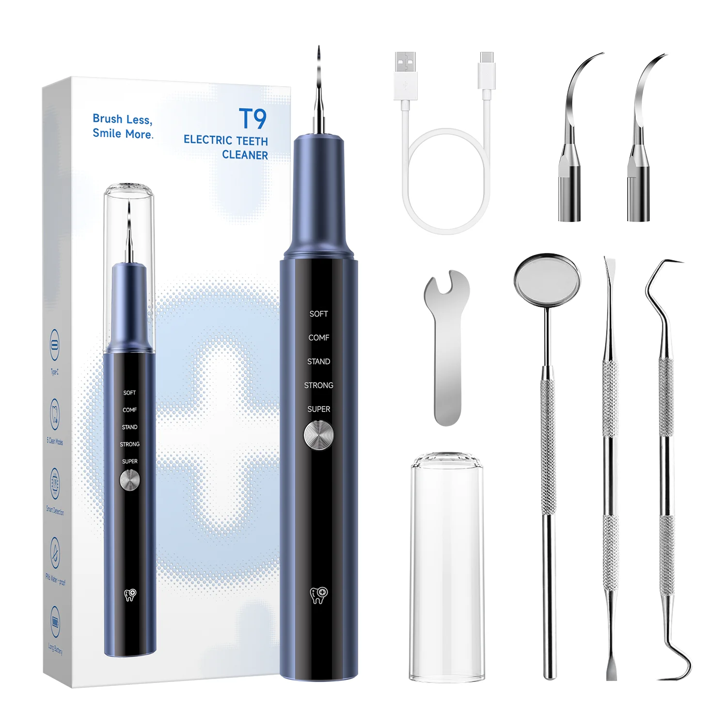 CURVY MOON T9 Ultrasonic Electric Scaler Tooth Cleaner Calculus Plaque Tooth Stains Remover Oral Care Homeuse Oral Care