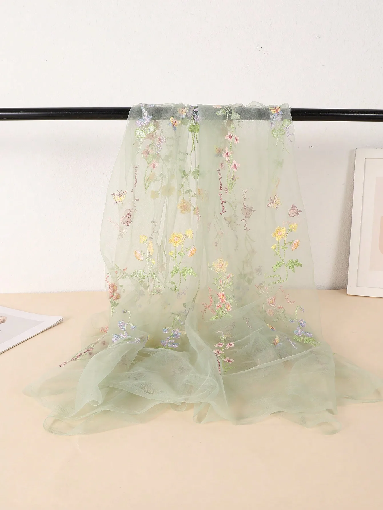 36"x59" Tulle Fabric by Yard Flower Embroidery Mesh Lace Fabric Soft Tulle Lace Fabric for DIY Clothing Dress Design Women Gown thumbnail 3