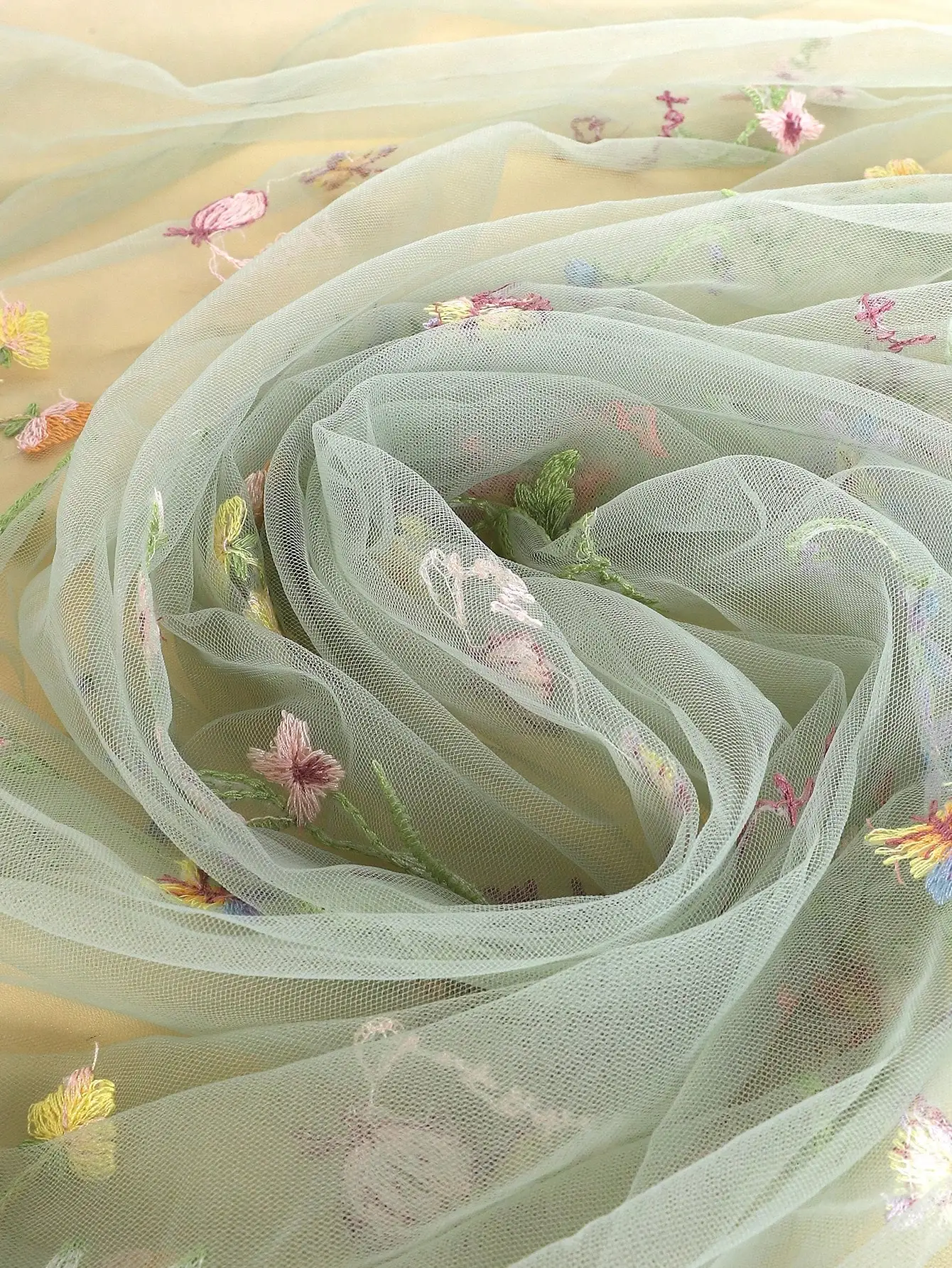 36"x59" Tulle Fabric by Yard Flower Embroidery Mesh Lace Fabric Soft Tulle Lace Fabric for DIY Clothing Dress Design Women Gown
