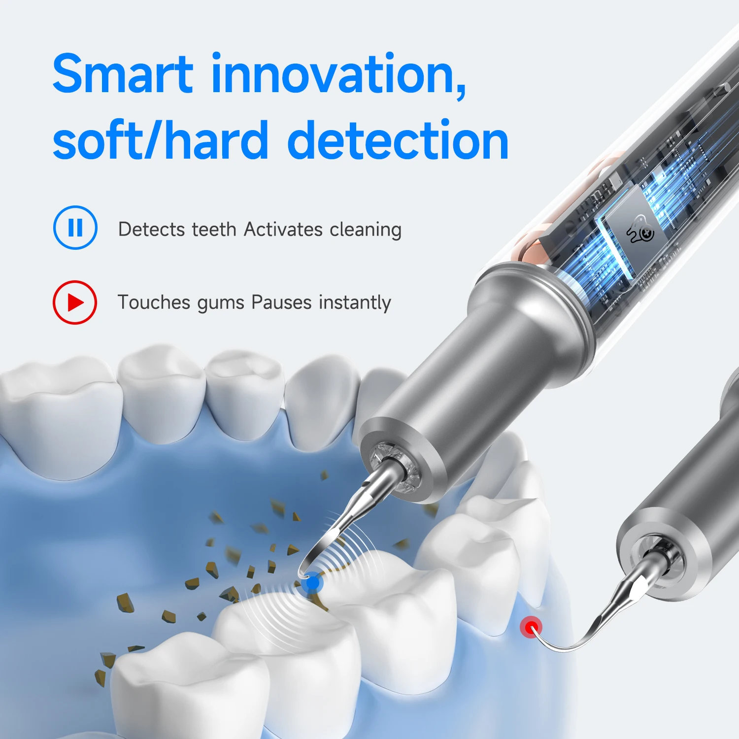 CURVY MOON T10 Electric Ultrasonic Calculus Scaler Tartar Eliminator Tooth Cleaner Tooth Whiting Cleaning Oral Care Tools thumbnail 3