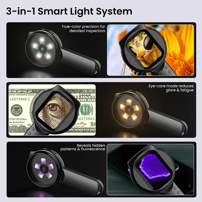 2.8'' IPS Hand-held Digital Magnifier Portable Microscope 50-100X Mignifying Glass for Electronics Repair Jewelry Inspection thumbnail 4