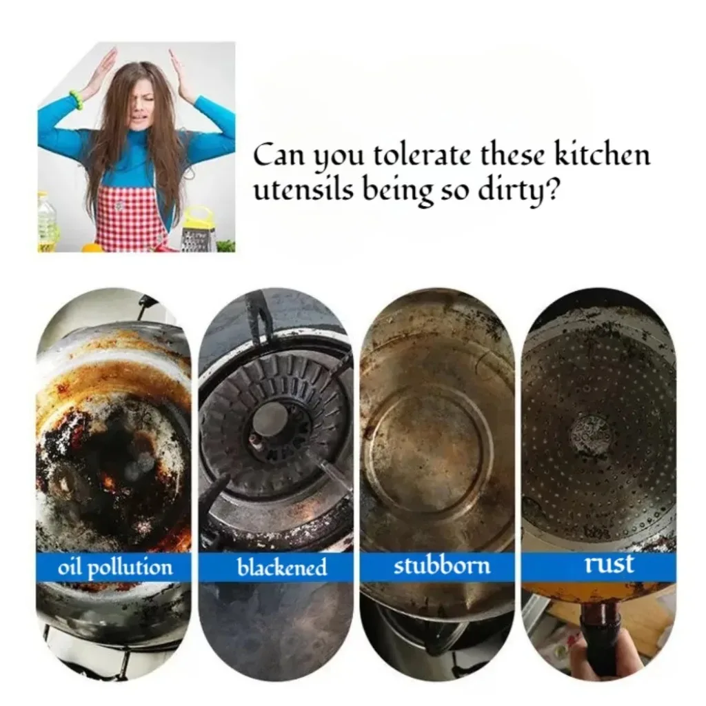 Pan Bottom Cleaning Decontamination Agent Kitchen Blackening Scale Remover Home Polishing Oven Oil Stain Cooktop Spray All Clean thumbnail 3