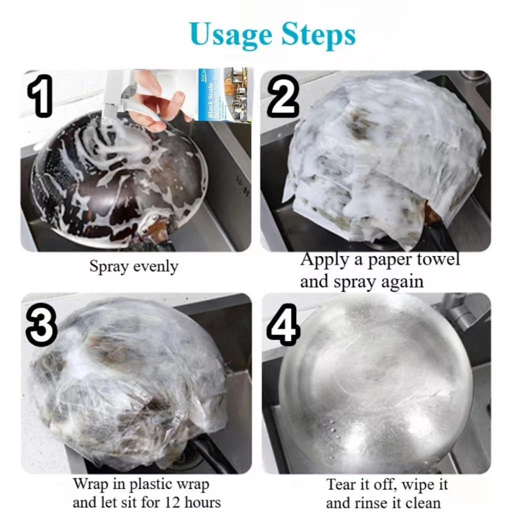 Pan Bottom Cleaning Decontamination Agent Kitchen Blackening Scale Remover Home Polishing Oven Oil Stain Cooktop Spray All Clean thumbnail 4