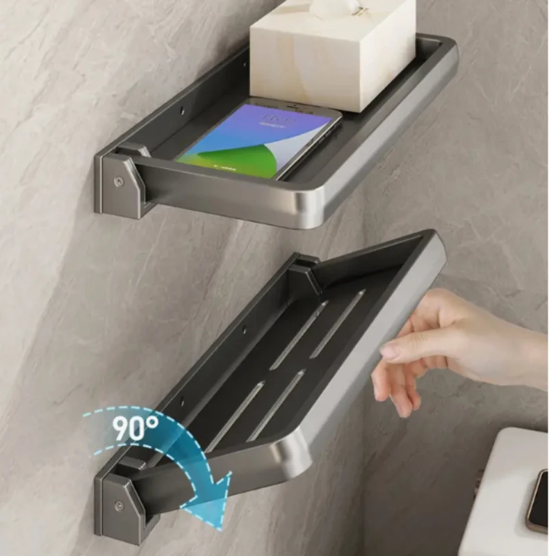 2Pcs RVs Foldable Aluminum Vanity Shelf 90 Degree Drop-Down Waterproof Hanging Toiletries Organizer For RV Caravan Part No Punch thumbnail 3