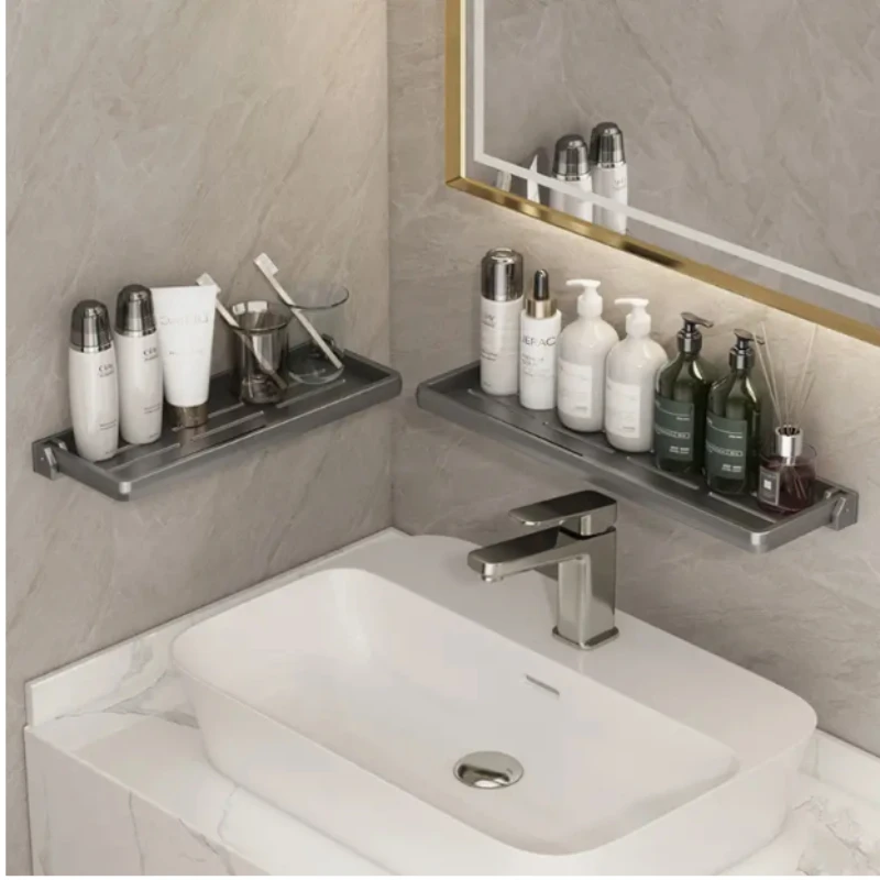 2Pcs RVs Foldable Aluminum Vanity Shelf 90 Degree Drop-Down Waterproof Hanging Toiletries Organizer For RV Caravan Part No Punch thumbnail 5
