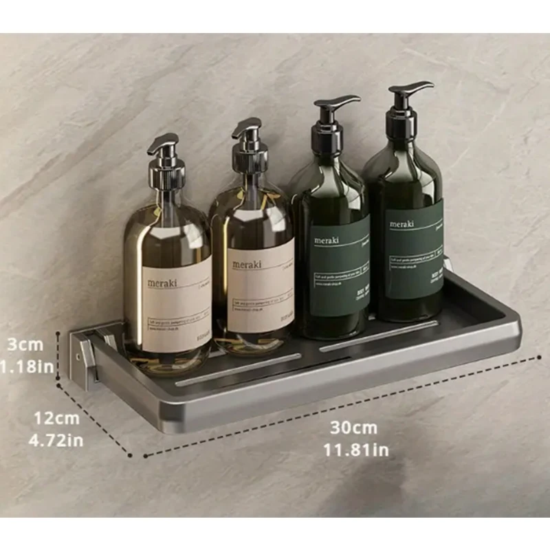 2Pcs RVs Foldable Aluminum Vanity Shelf 90 Degree Drop-Down Waterproof Hanging Toiletries Organizer For RV Caravan Part No Punch thumbnail 2