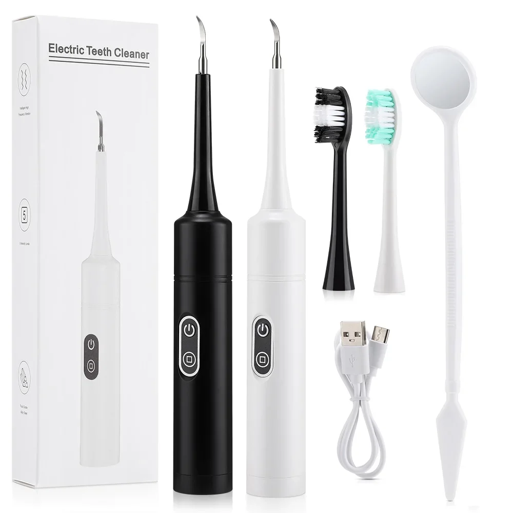 Electric Teeth Cleaner 5-gear Modes Portable Toothbrush Tartar Remover High Frequency Vibration Tartar Cleaning Whitening Teeth
