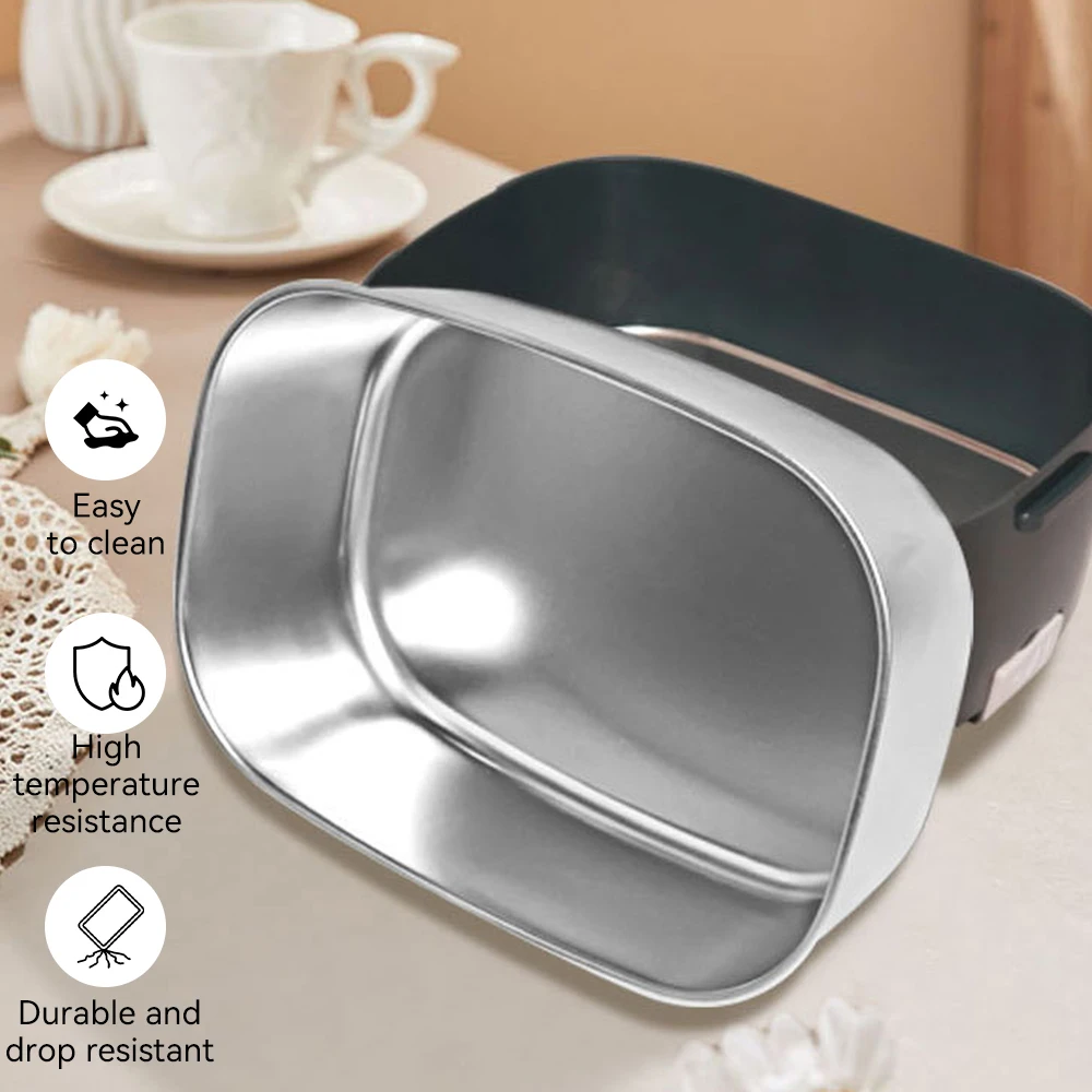 Portable Electric Lunch Box  Stainless Steel Heated Food Container for Car/Office/Home Dining Box Microwave Oven thumbnail 3