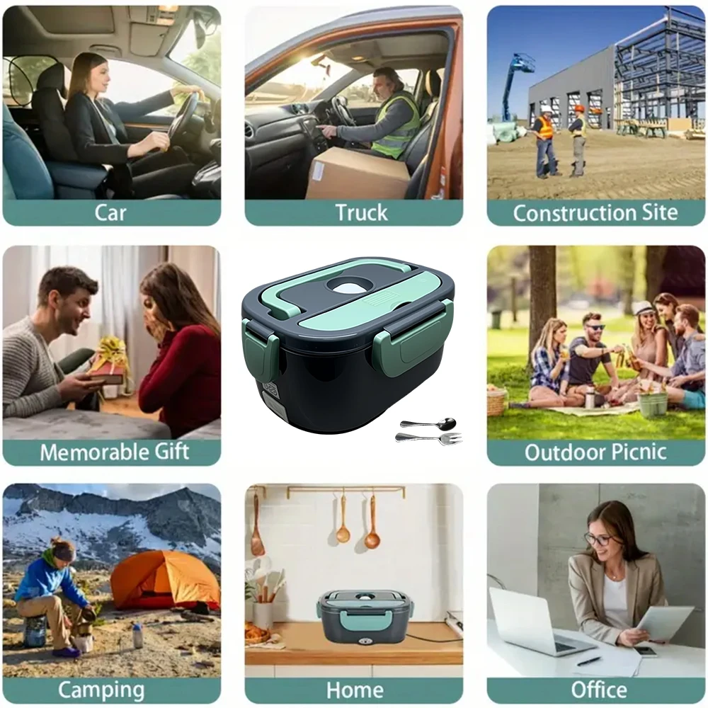 Portable Electric Lunch Box  Stainless Steel Heated Food Container for Car/Office/Home Dining Box Microwave Oven thumbnail 5
