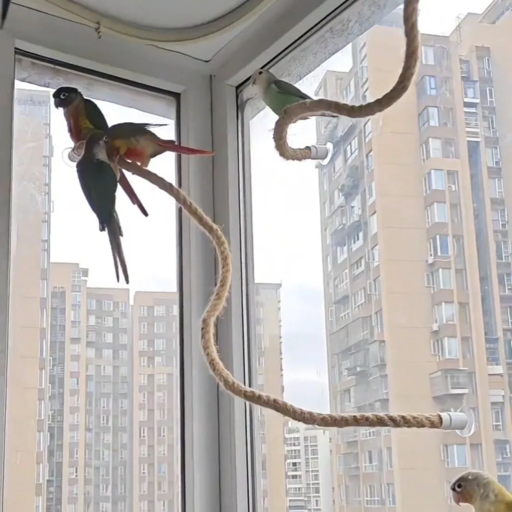 Linen Rope DIY Bendable Perch for Birds Non-slip Comfortable Grip Suction Cup Bird Climbing Rope Stable Durable thumbnail 4