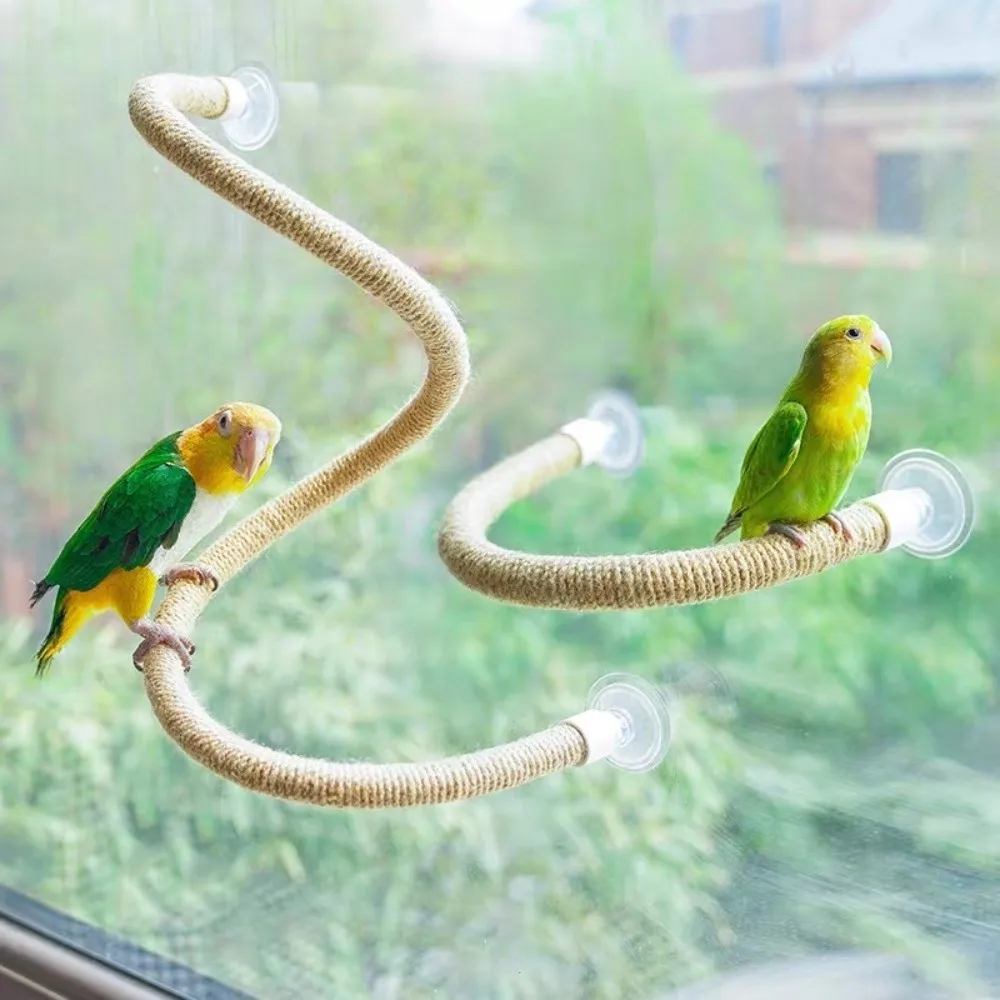 Linen Rope DIY Bendable Perch for Birds Non-slip Comfortable Grip Suction Cup Bird Climbing Rope Stable Durable thumbnail 5