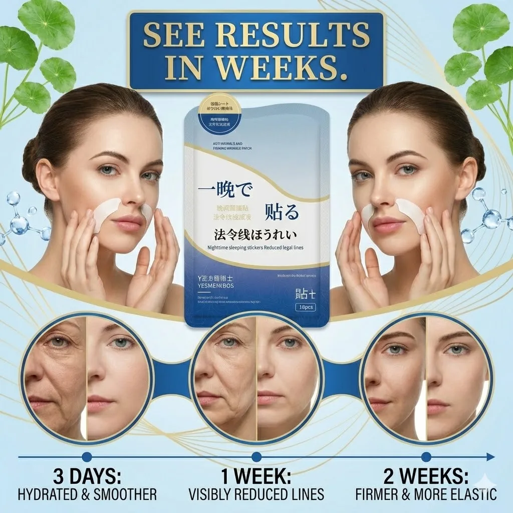 Collagen PDRN Nasolabial Folds Patch Contain Hyaluronic Acid Instant Fade Fine Lines Firming Skin Deep Moisturizing Facial Mask thumbnail 3