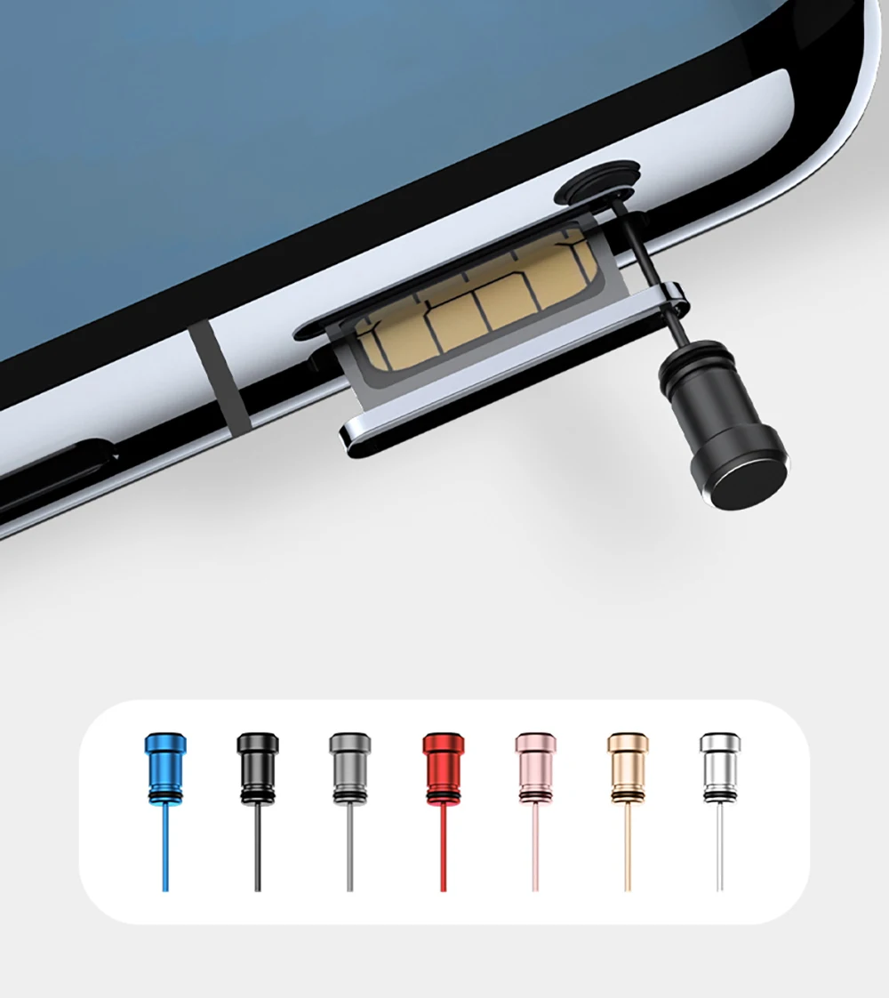 USB C Plug Dust Plug 3.5mm Earphones Jack SIM Card Pin USB Type-C Anti Dust Plug Accessories For iPhone Samsung Huawei Xiaomi thumbnail 4